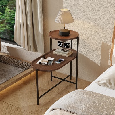 VYNXARIA Small Coffee Tables 2-tier Modern Sofa Side Table with Wood Storage Shelf Living Room End Tables Nightstands