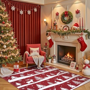 Runner Rug, Washable Low Pile Christmas Carpet, Soft Non Slip Indoor Mat for Kitchen, Entryway or Living Room - 1 of 4