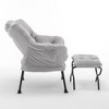 Sapphtopaz Velvet Accent Chair and Ottoman Set Tufted Upholstered Recliner Chair with Metal Legs Leisure Reading Chair for Living Room, Bedroom - 4 of 4