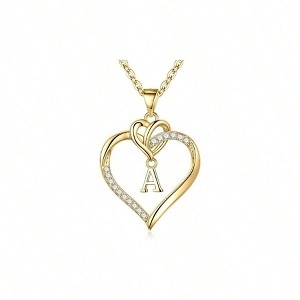 Heart Initial Necklace with Cubic, Dainty for Women Girls Exquisite, Sophisticated, Minimalist, Suitable for Daily Wear - 1 of 4