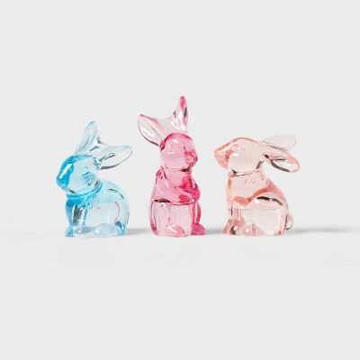 3pc Acrylic Easter Bunny Animal Figurines - Spritz™