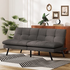 Dyonery Convertible Futon Sofa Bed, Soft Foam Futon Couch with Adjustable Backrest, Folding Small Loveseat Sleeper Recliner - 1 of 4