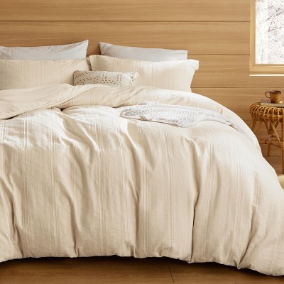Cotton Duvet Cover Boho Textured Embroidery Jacquard Duvet Cover Set Soft and Breathable Bedding Set for All Seasons