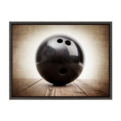 18" x 24" Sylvie Vintage Bowling Ball Framed Canvas by Shawn St. Peter Gray - DesignOvation