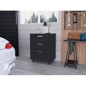 Anybear 3 Drawers Storage Cabinet with Casters, Black Wengue Finish - 1 of 4