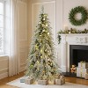 5FT Pre-Lit Spruce Snow Flocked Christmas Tree, Artificial Hinged Xmas Tree with Warm White LED Lights, Full PE & PVC Branches for Holiday-- Frevyn - 2 of 4