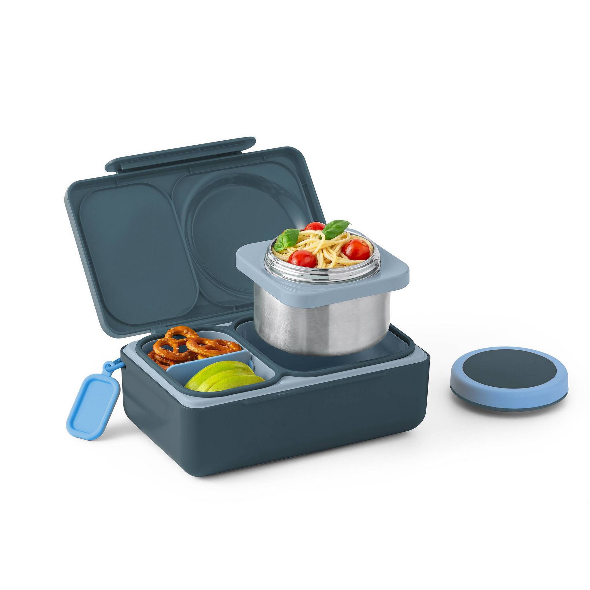 OMIEBox UP Bento Box with Thermos Food Jar 2 Compartments and Ice Pack - Graphite