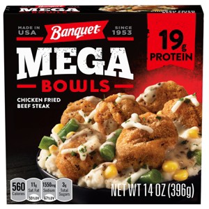 Banquet Mega Bowls Frozen Chicken Fried Beef Steak - 14oz - 1 of 4