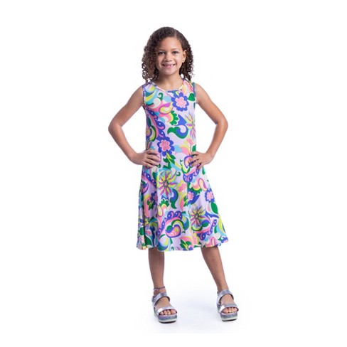 24seven Comfort Apparel Colorful Girls Floral Sleeveless With