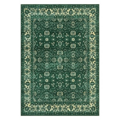 Floral Rug Washable Area Rugs, Non Slip Vintage Boho Stain Resistant Low Pile Carpets for Living Room Dining Room Bedroom Office Hallways Entryway