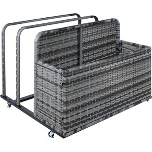 Double-Layer Poolside Float Storage Box with PE Rattan Design, Outdoor Rolling Pool Caddy for Patio, Durable Beach and Pool Storage Solution - 1 of 4
