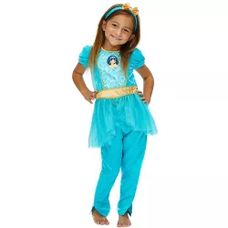 Disney Princess Jasmine Toddler Girls Cosplay Costume Dress Leggings and Headband 3 Piece Set Aqua 3T