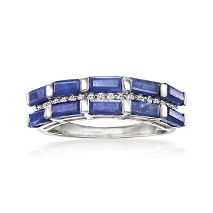 Ross-Simons 3.30 ct. t.w. Sapphire and .20 ct. t.w. White Topaz Ring in Sterling Silver - 1 of 4