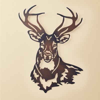 Rustic Brown Iron Deer Wall Art Sculpture