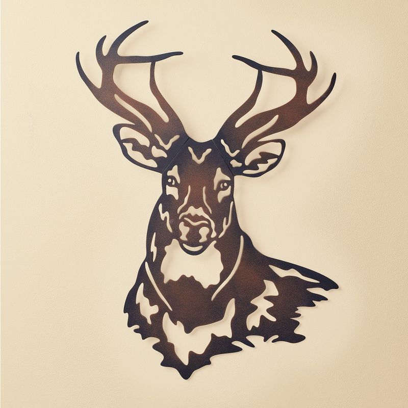 Collections Etc Deer Metal Wall Art Sculpture with Rustic Finish, 2 of 3