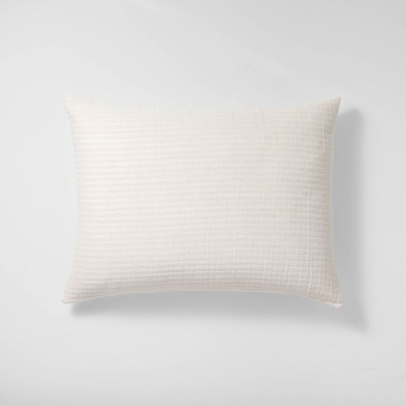 Reversible Textured Cotton Chambray Coverlet Sham - Casaluna™, 1 of 8