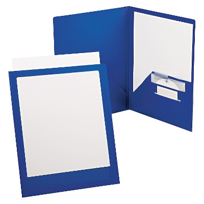 Oxford ViewFolio Plus Polypropylene 2 Pocket Plastic Folder Portfolio, 50-Sheet Capacity, Blue/Clear