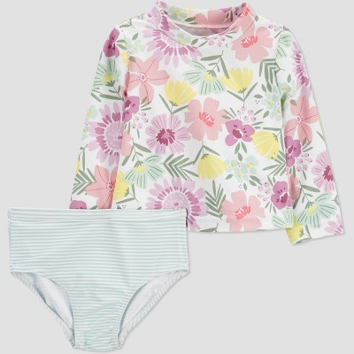 Image of Carter's Just One You® Baby Girls' 2pc Floral Rash Guard Set - 3M