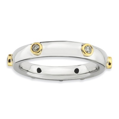 Black Bow Jewelry Silver and 14K Gold Plated Stackable .122 Ctw HI/I3 Diamond Band