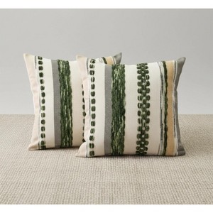 LISM 18x18 Inch Boho Chenille Tufted Pillowcase,Decorative Striped Square Pillow Covers Set of 2 - 1 of 4