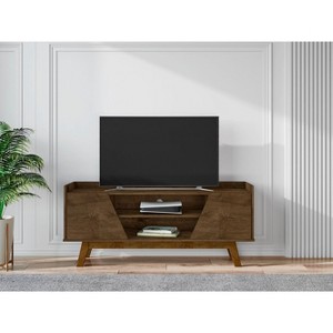 Sapphtopaz Modern TV Stand Media TV Console for TVs Up to 55" with Storage Cabinets & 2 Open Shelves TV Stand with Wood Leg for Living Room - 1 of 4