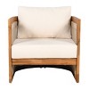 Outdoor Acacia Wood Club Chair,Woven Rope Curved Tub Chair with Cushion,Patio Chair with Slatted Design for Garden or Deck-Coolbibila - 3 of 4