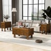 40" Solid Wood Rectangle Coffee Table with Antique Distressed Finish, 4 Drawers, Rivet Pine Legs, Veneer Top, Easy Assembly, Vintage Center Table - 3 of 4