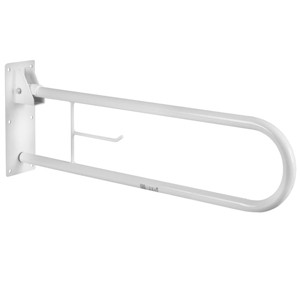 HealthSmart Fold Away Bathroom Grab Bar with Toilet Paper Holder, White - 1 of 3