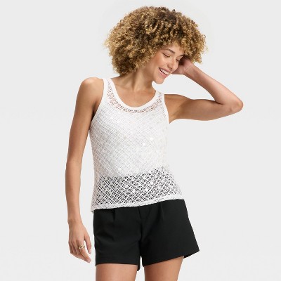 Women's Embellished Crochet Tank Top - A New Day™