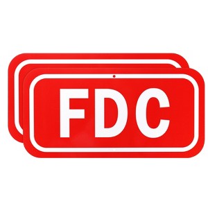 Unique Bargains Aluminum Outdoor "FDC" Fire Department Connection Metal Sign 2 Pcs - 1 of 4