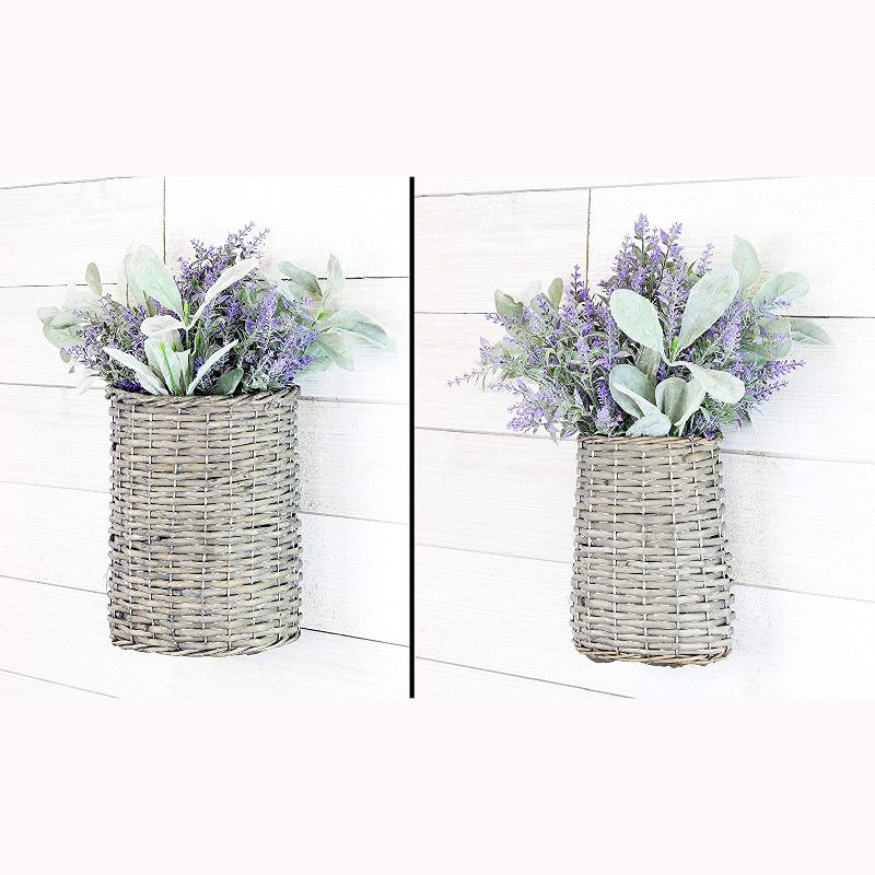 Auldhome Design- Woven Wicker Wall Hanging Baskets Set of 2, 3 of 4