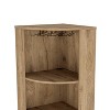 Vynxaria Corner Bar Cabinet 71"H with Five Shelves, Eight Bottle Cubbies and Stemware,Macadamia - 4 of 4