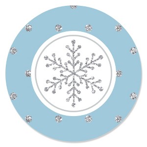Big Dot of Happiness Winter Wonderland - Snowflake Holiday Party and Winter Wedding Circle Sticker Labels - 24 Count - 1 of 4
