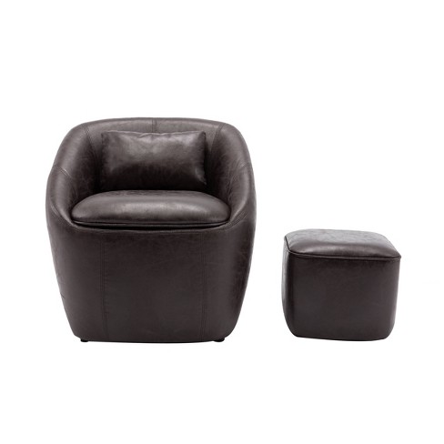 Barrel Chair With Pillow Storage Seat, Black Barrel Chair With Ottoman