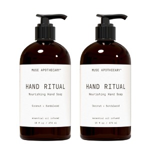 Muse Apothecary Hand Ritual - Aromatic and Nourishing Hand Soap, Infused with Essential Oils - 16 oz, Coconut + Sandalwood, 2 Pack - 1 of 4