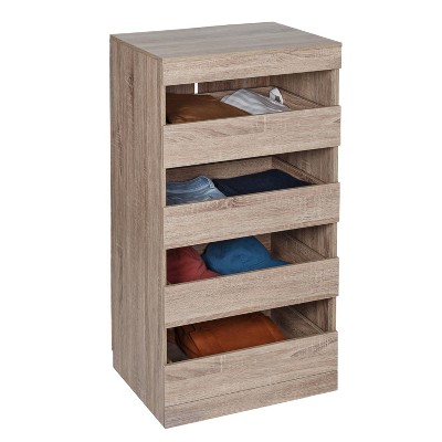 Honey-Can-Do 4 Drawer Stackable Cabinet Oak: Modular Storage, Stackable Shelves, Bookcase, MDF & Particle Board