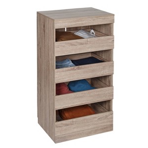 Honey-Can-Do 4 Drawer Stackable Cabinet Oak: Modular Storage, Stackable Shelves, Bookcase, MDF & Particle Board - 1 of 4