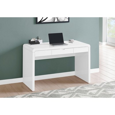 Monarch Specialties  Computer Desk, Home Office, Laptop, Storage Drawers, 48" L, Work, Laminate, Glossy White, Contemporary, Modern Desk-48 L High