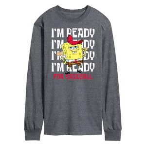 Men's - SpongeBob SquarePants - Ready For Baseball Long Sleeve Graphic T-Shirt - 1 of 4