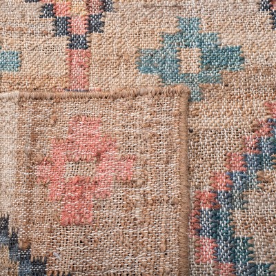 Handmade Blue Wool and Cotton 7' x 7' Square Kilim Rug