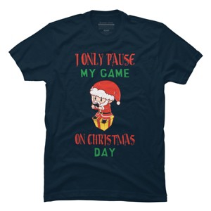 Men's Design By Humans Christmas Gamer Gift Santa Playing Video Games By rawresh6 T-Shirt - 1 of 4