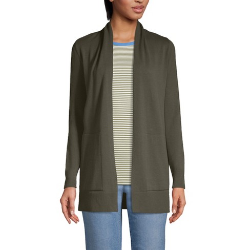 Lands End Women s Petite Long Sleeve Open Long Cardigan Sweater Small Forest Moss Target