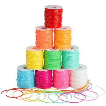 Juvale 10 Spools 50 Yards Each of Plastic Lanyard String, Gimp String in 10 Neon Colors for Bracelets, Necklaces, Boondoggle Keychains, Lanyard Cord