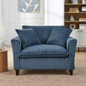 SEVOBAL Sofas Lazy Sofa Chair with Backrest and Armrests Comfortable Cushioned Single Chair for Living Room Bedroom, Blue, 35.2"*26.8"*18.5" - 1 of 4