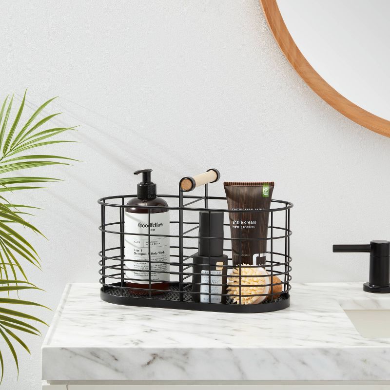 Divided Wire Basket with Wood Handle Black - Brightroom&#8482;, 3 of 5