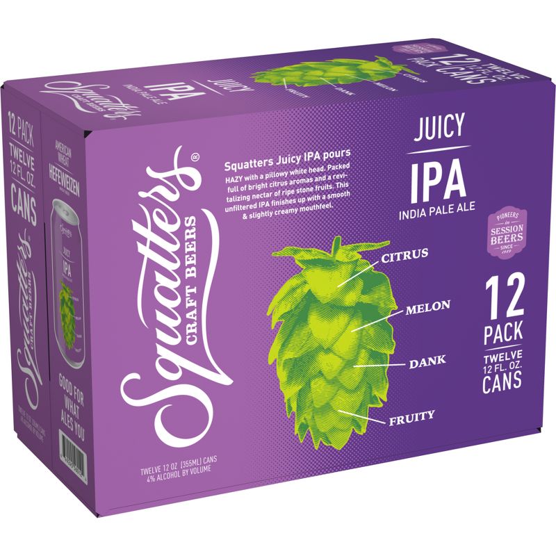 Squatters Juicy IPA Beer - 12pk/12 fl oz Cans, 1 of 8