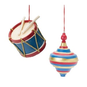 Melrose Toy Drum and Top Ornament (Set of 12) - 1 of 4