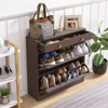 ALEXOUN Mirror Shoe Cabinet with 2 Flip Drawers & 1 Storage Drawer,Freestanding Shoes Cabinet Organizer for Entrance, Entryway, Bedroom,Brown - 2 of 4
