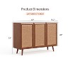 Homy Casa Mid Century 3 Door Rattan Accent Storage Cabinet with Adjustable Shelves for Living Room or Entryway, Walnut - 3 of 4