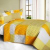 Slickblue Full/Queen Bedding Set, Handmade Vermicelli Quilted TC Fabric, Plaid Design, Yellow/Blue, 90.5"x90.5", 3PC - 4 of 4